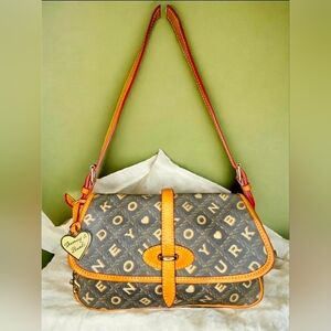 Vintage Dooney & Bourke Brown Signature Monogram Shoulder Bag